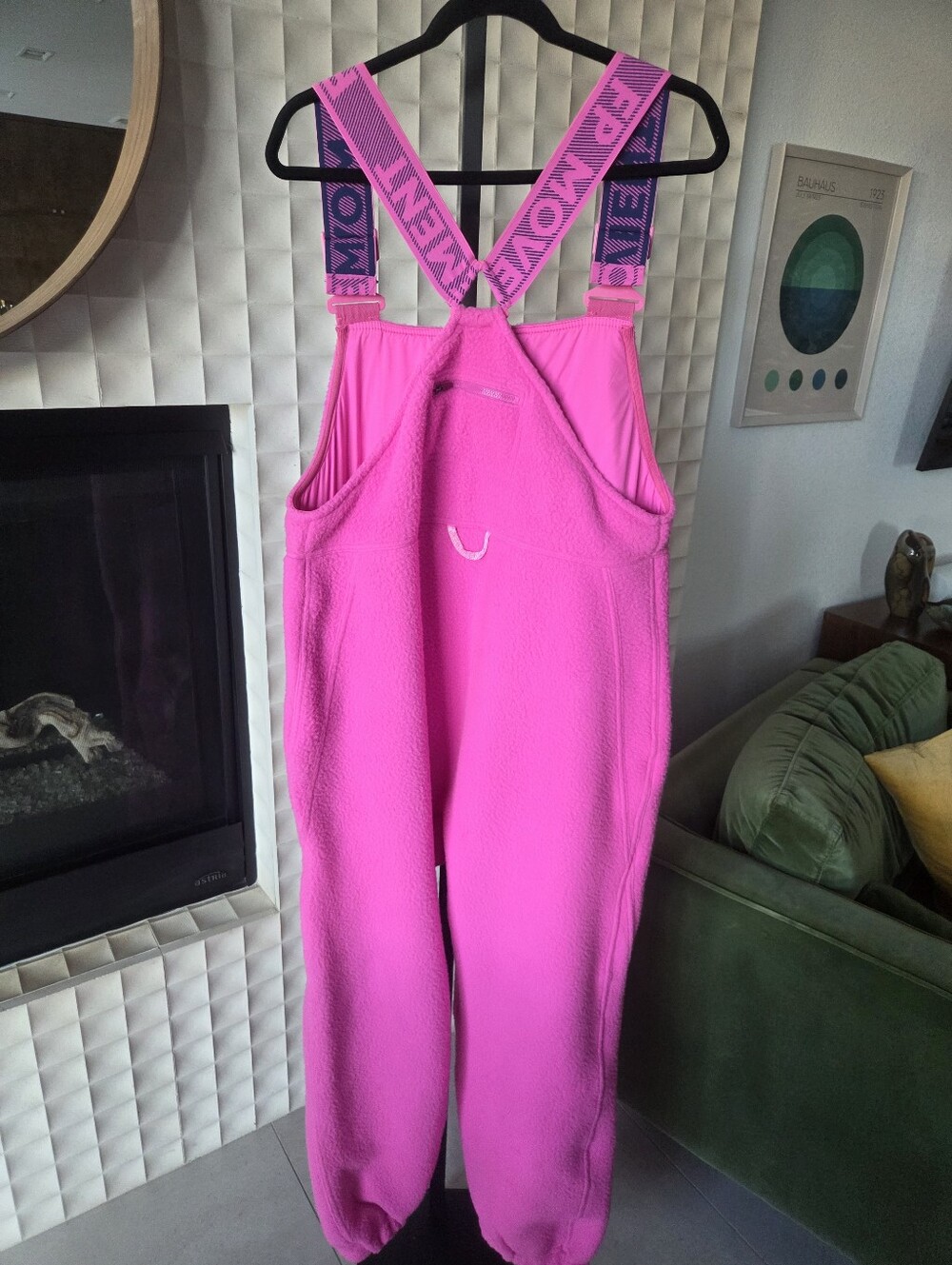 Free People FP Movement Hit The Slopes Salopette Overalls Fleece Magenta, Large - Picture 7 of 15